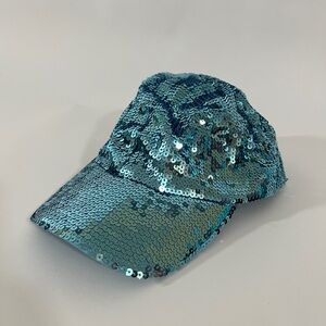 Blue Sequin Golf Hat with Elastic Back OSFA